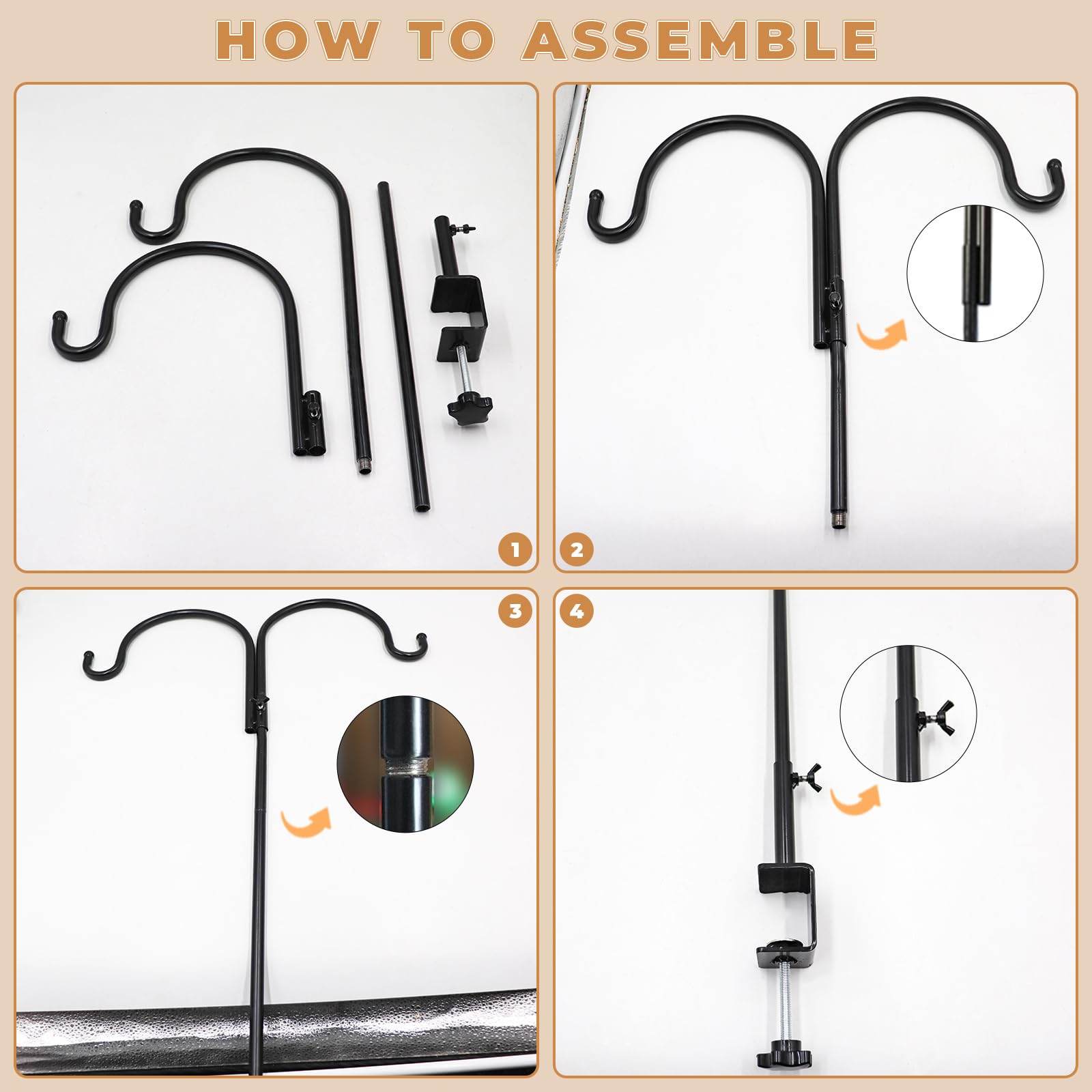 Durable weather-resistant metal shepherds hook designed for outdoor use.