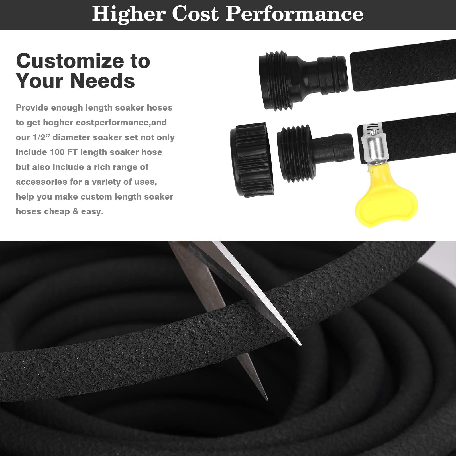 MHMHM flexible round soaker hose adapts to curves without kink.