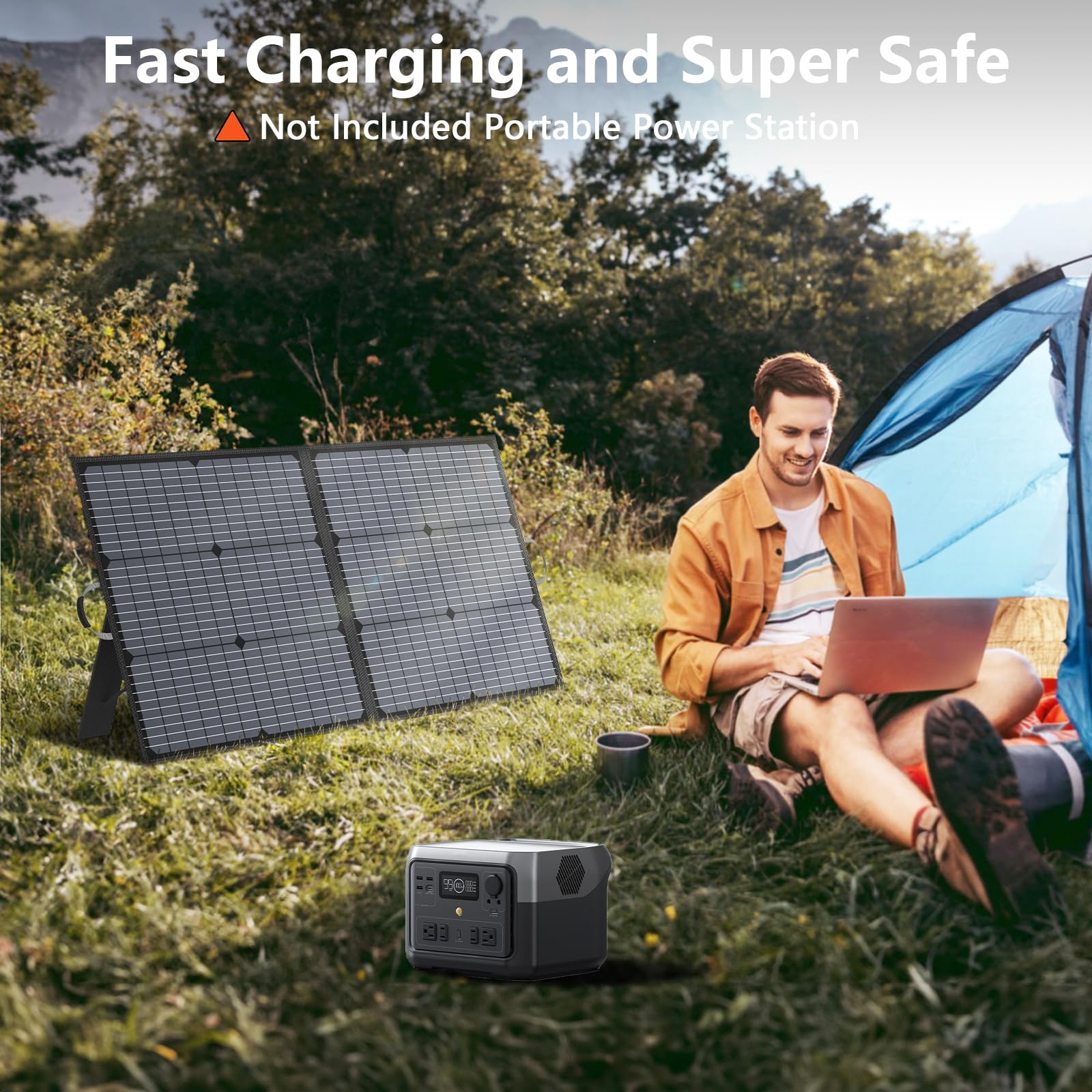 MHPOWOS solar panel ideal for RVs, camping, and outdoor adventures.