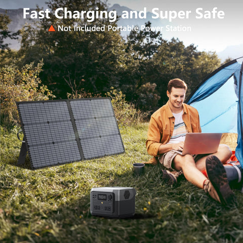 MHPOWOS solar panel ideal for RVs, camping, and outdoor adventures.