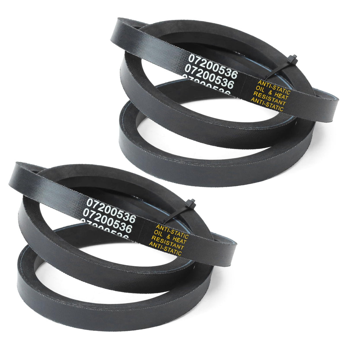 Mhrxusd 07200536 auger-drive belt set front view enhances snow clearing efficiency.