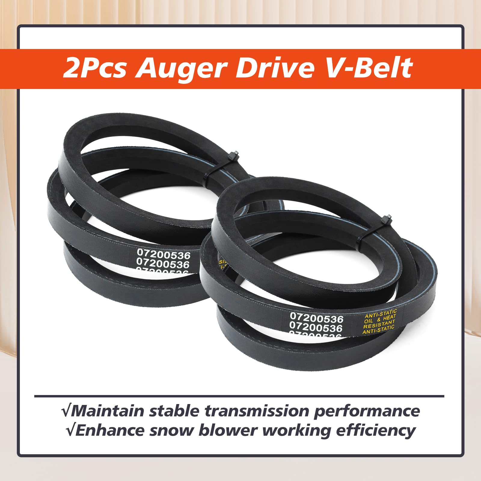 Mhrxusd 07200536 auger-drive belt set installed on Ariens models demonstrates reliable performance.
