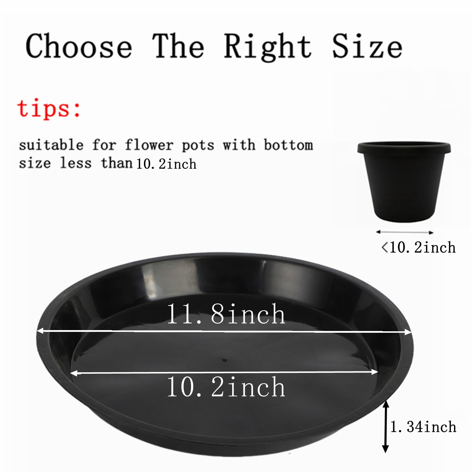 MHXWNHA 12-inch plant saucer close-up of durable black plastic, ideal for protecting floors