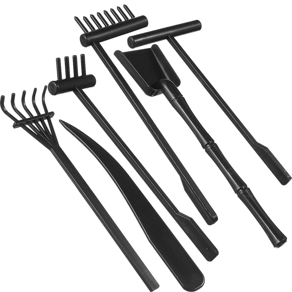 MHYGKTXRA mini zen garden rake in black for desktop meditation and creative patterns.
