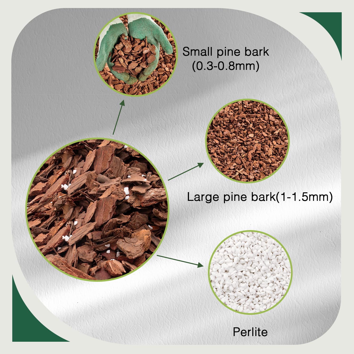 MIALEXO orchid bark potting mix dry texture highlights lightweight structure for easy handling.