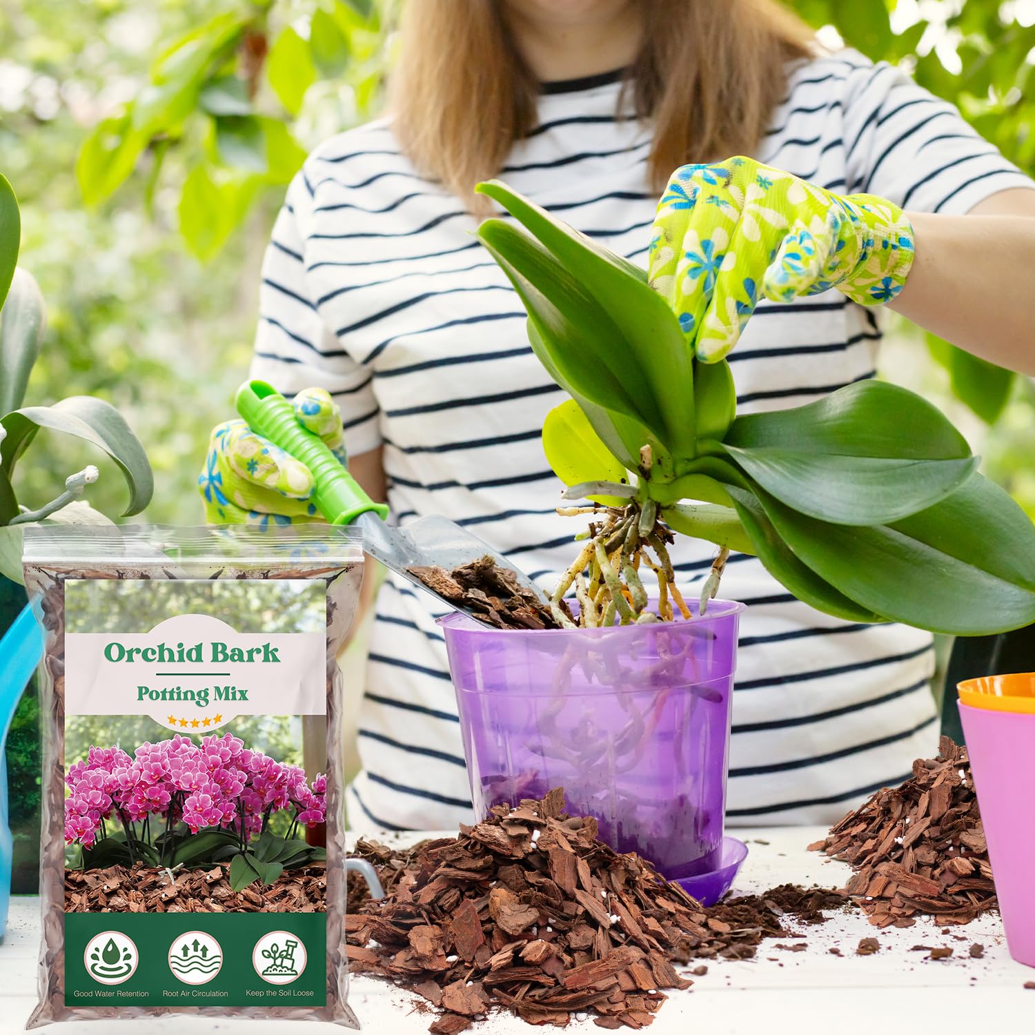 MIALEXO orchid bark potting mix suitable for diverse orchids and bromeliads.