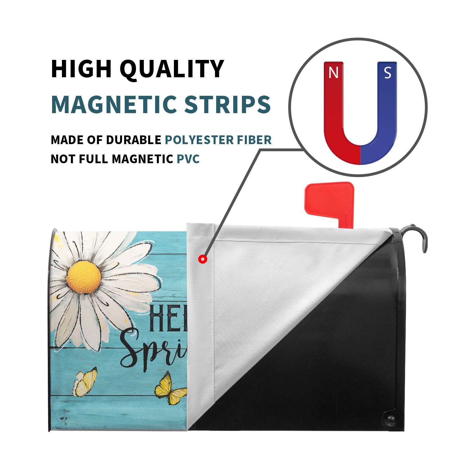 Miaoquhe double-sided daisy print mailbox cover remains vivid from both sides.