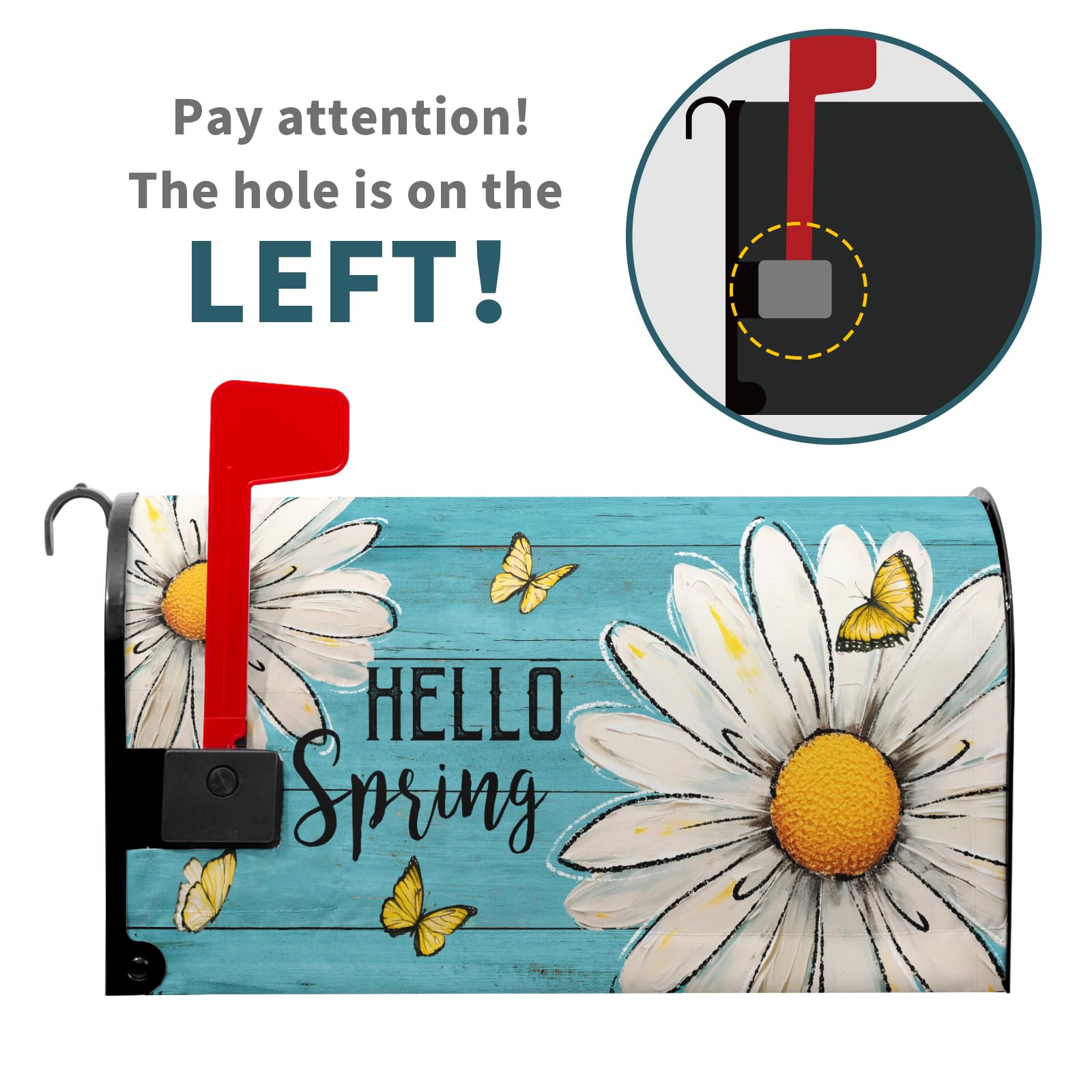 Miaoquhe teal wrap daisy mailbox cover adds durable outdoor decor.