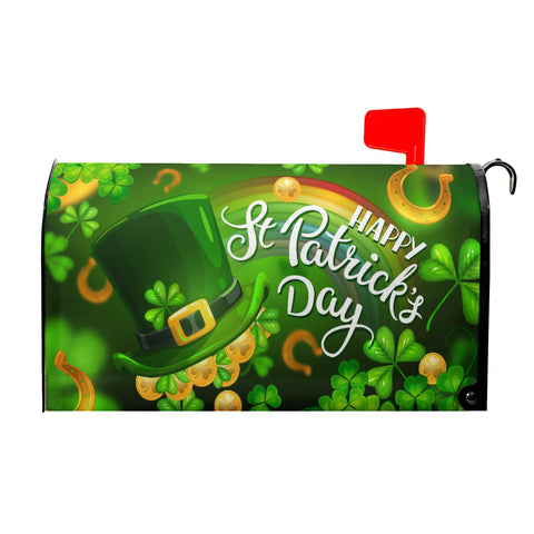 Miaoquhe Happy St. Patrick's Day mailbox cover brightens curb appeal with vibrant shamrock design.