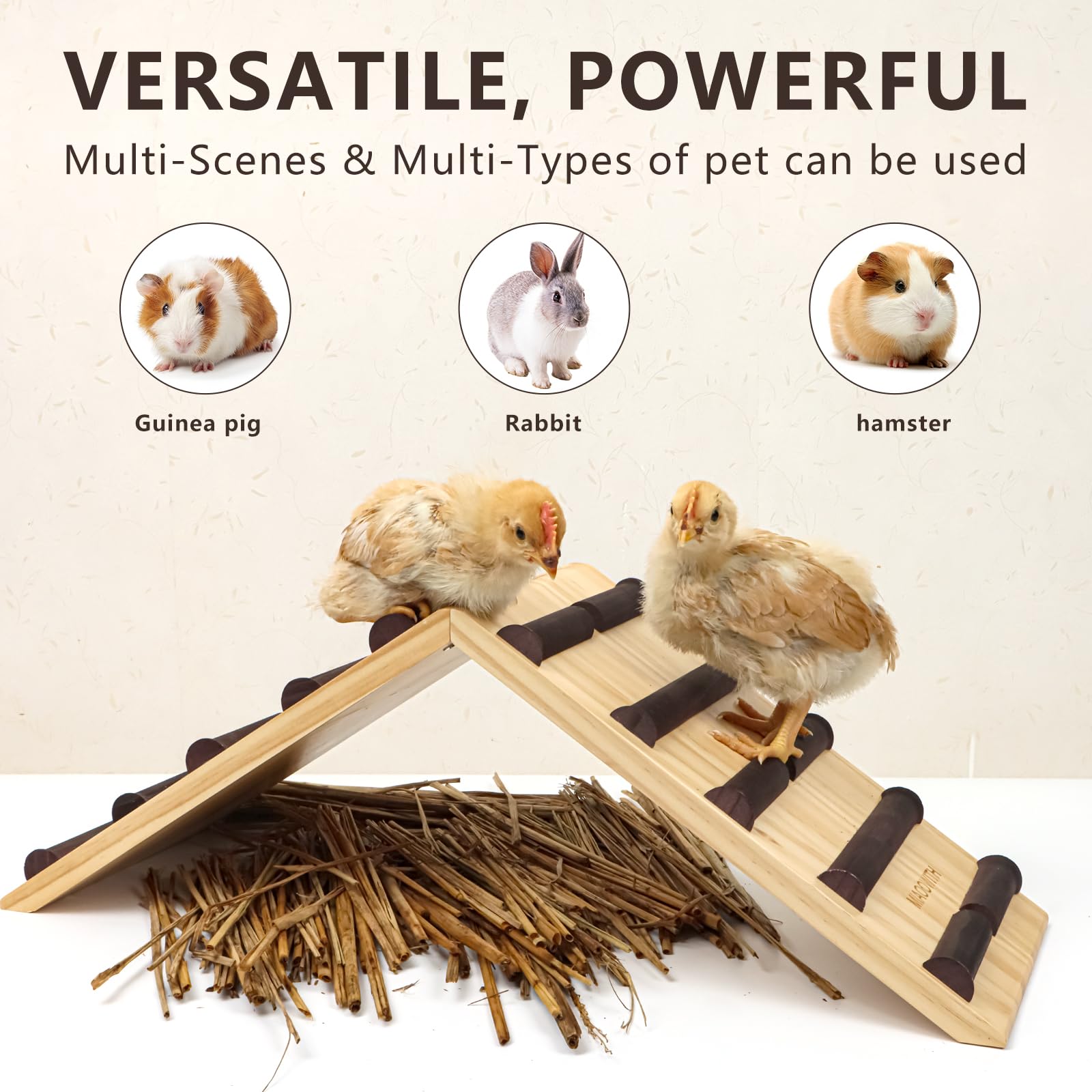 MIAOWITH chicken perch side view showcases the 2-in-1 design in a coop setup.
