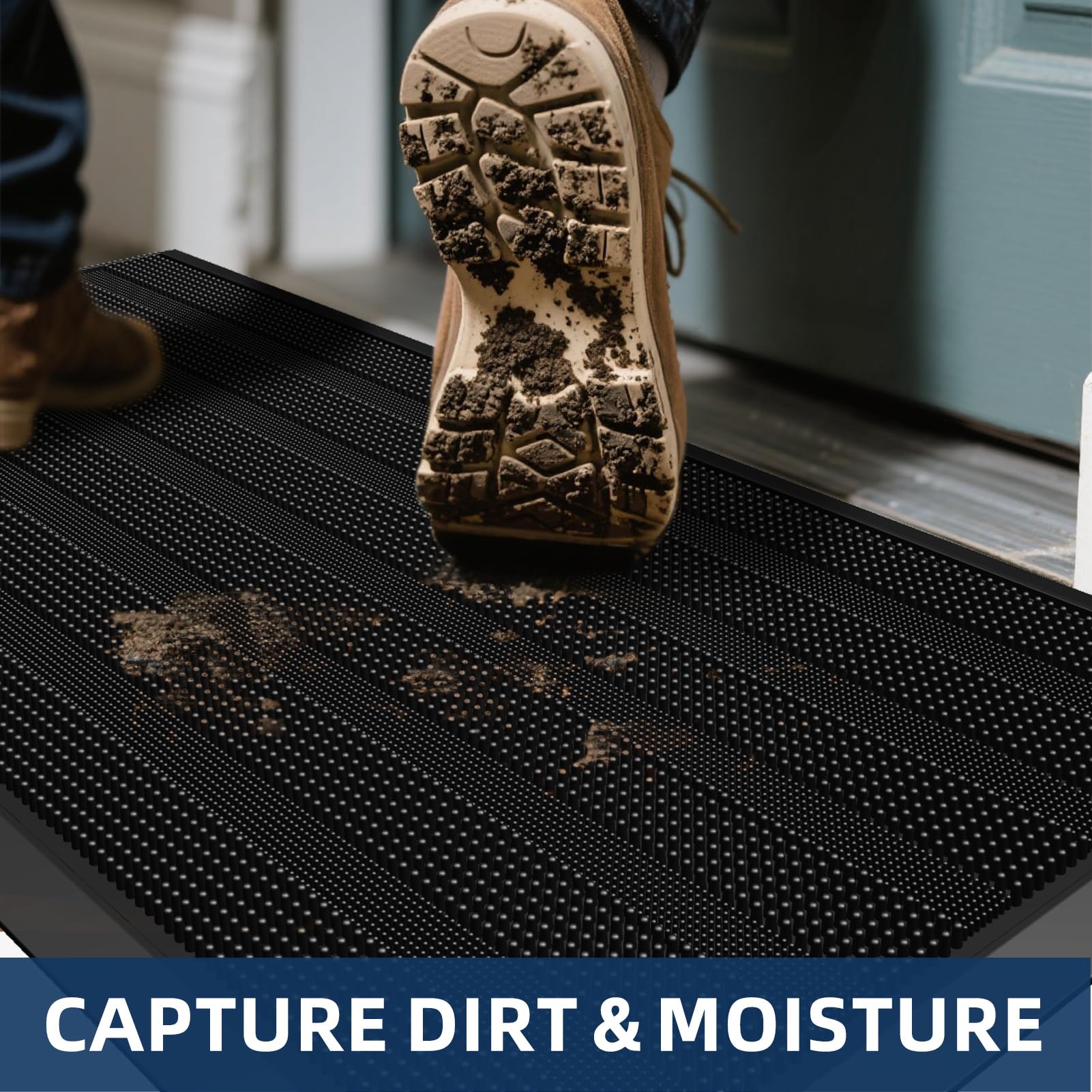 Mibao barefoot-friendly pool area mat provides safe, cushioned foot brushing and rinse.