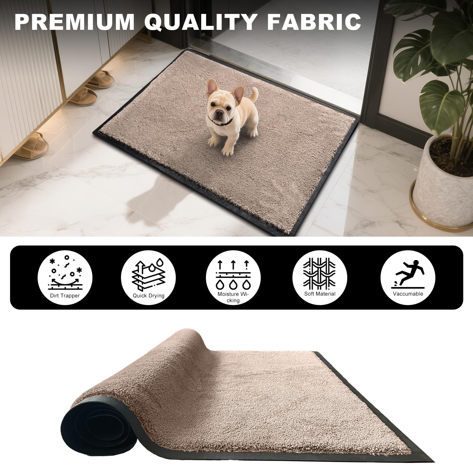 Mibao Dirt Trapper beige rug keeps shoes cleaner after rain.