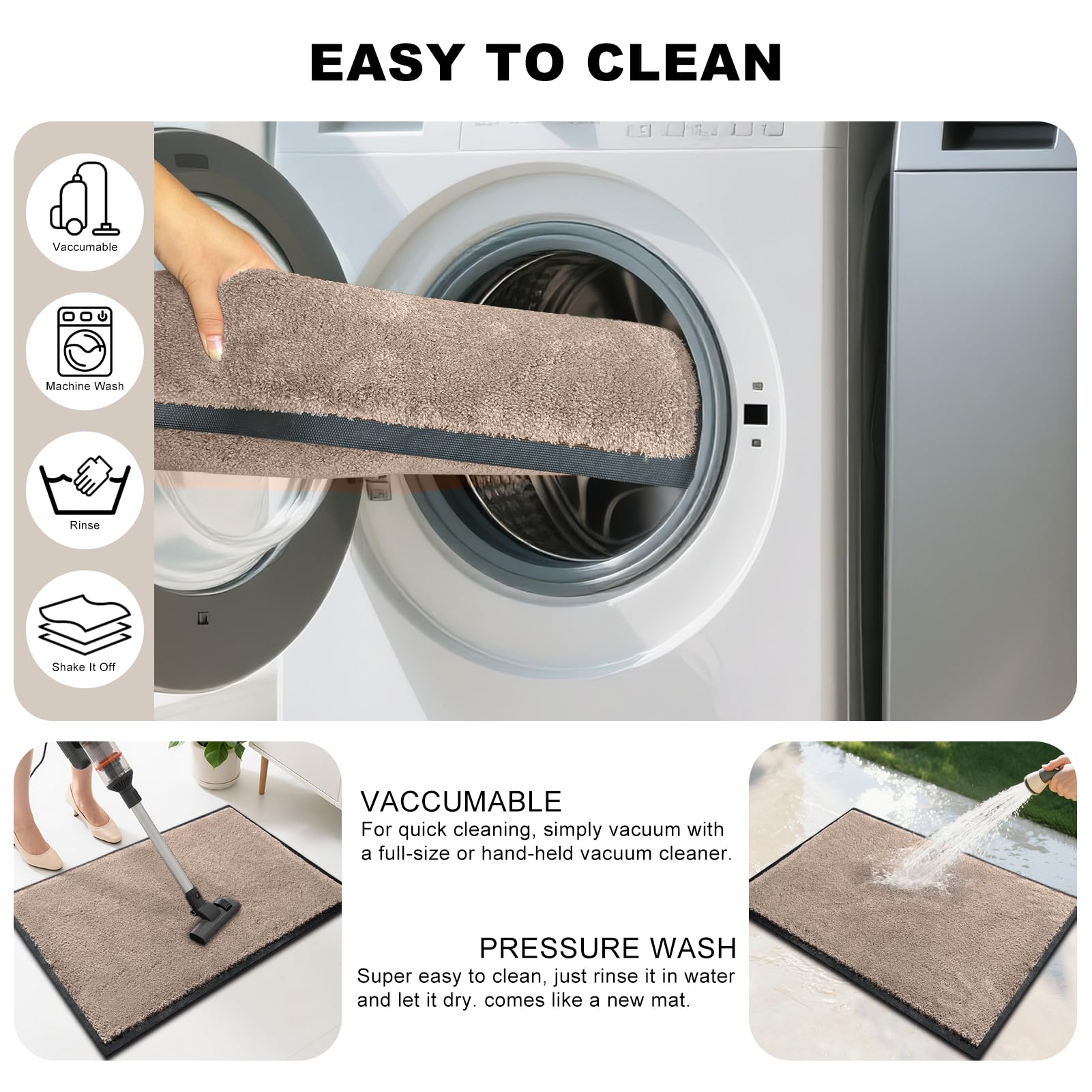 Mibao Dirt Trapper mat in mudroom, low-profile design fits under doors.