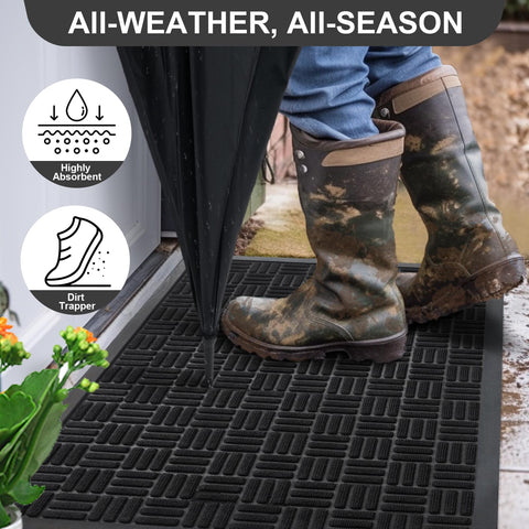 Mibao dirt-trapper mat texture showing quick moisture absorption