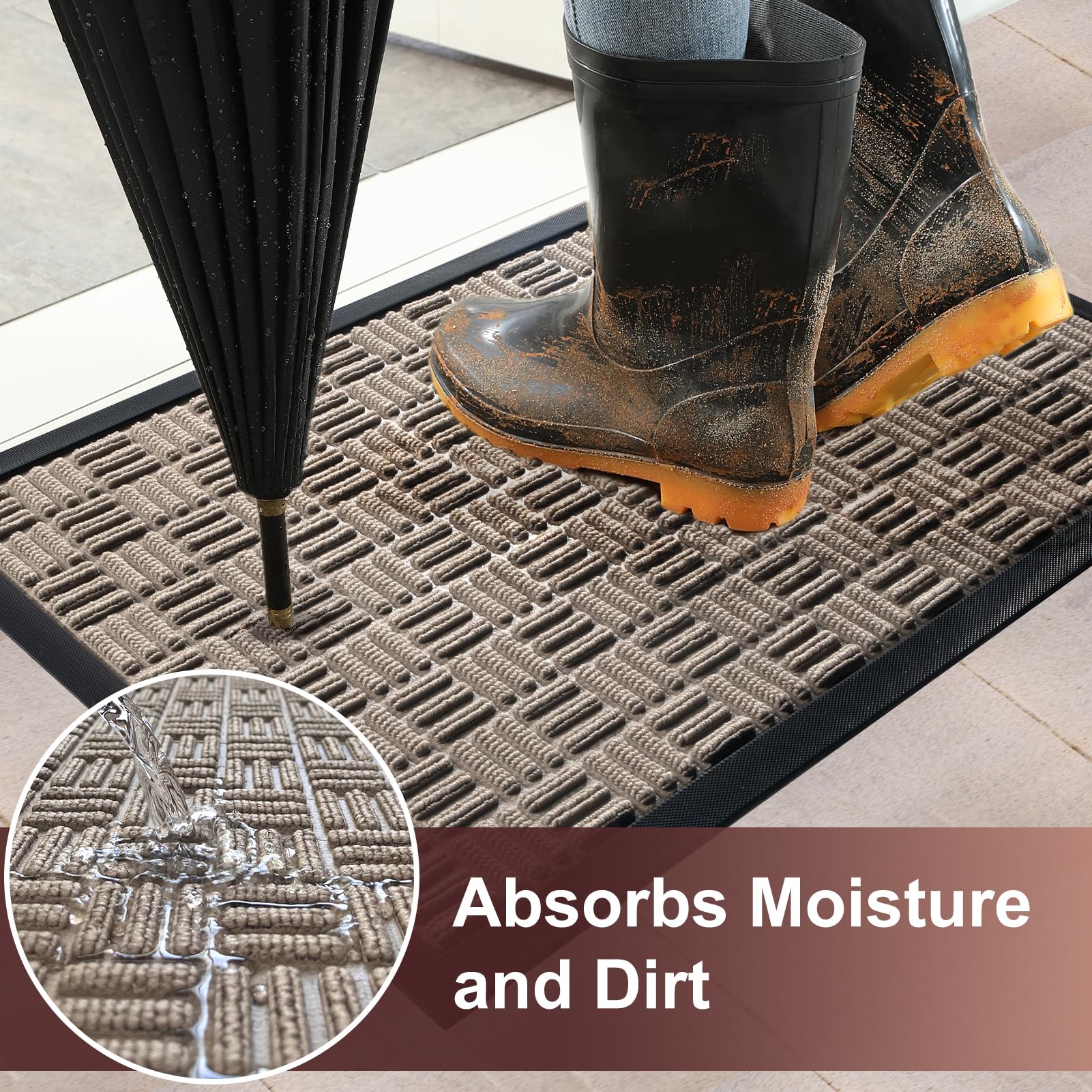 Mibao door mat natural rubber backing provides grip for busy entrances.