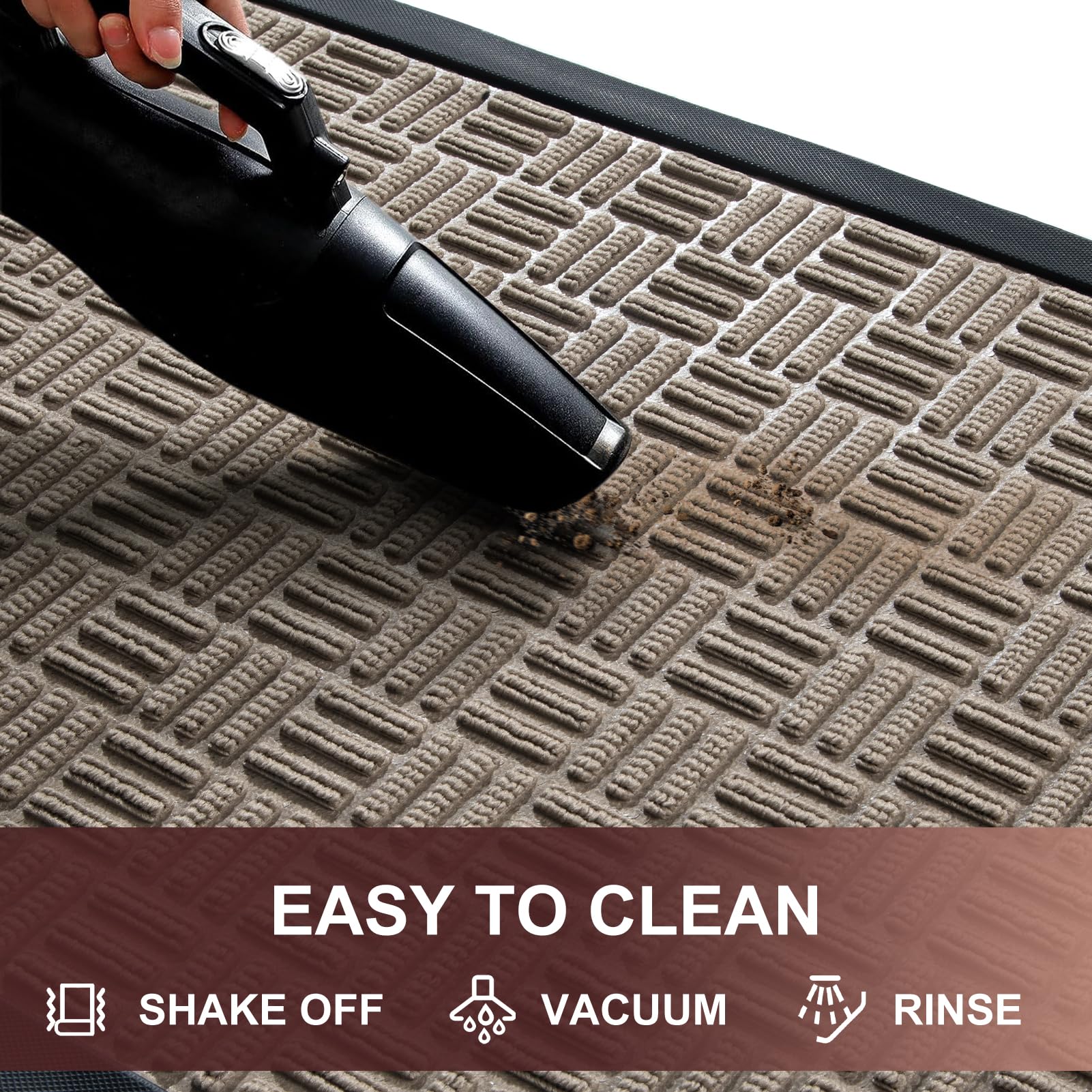 Mibao door mat non-slip bottom keeps it in place on dry floors.