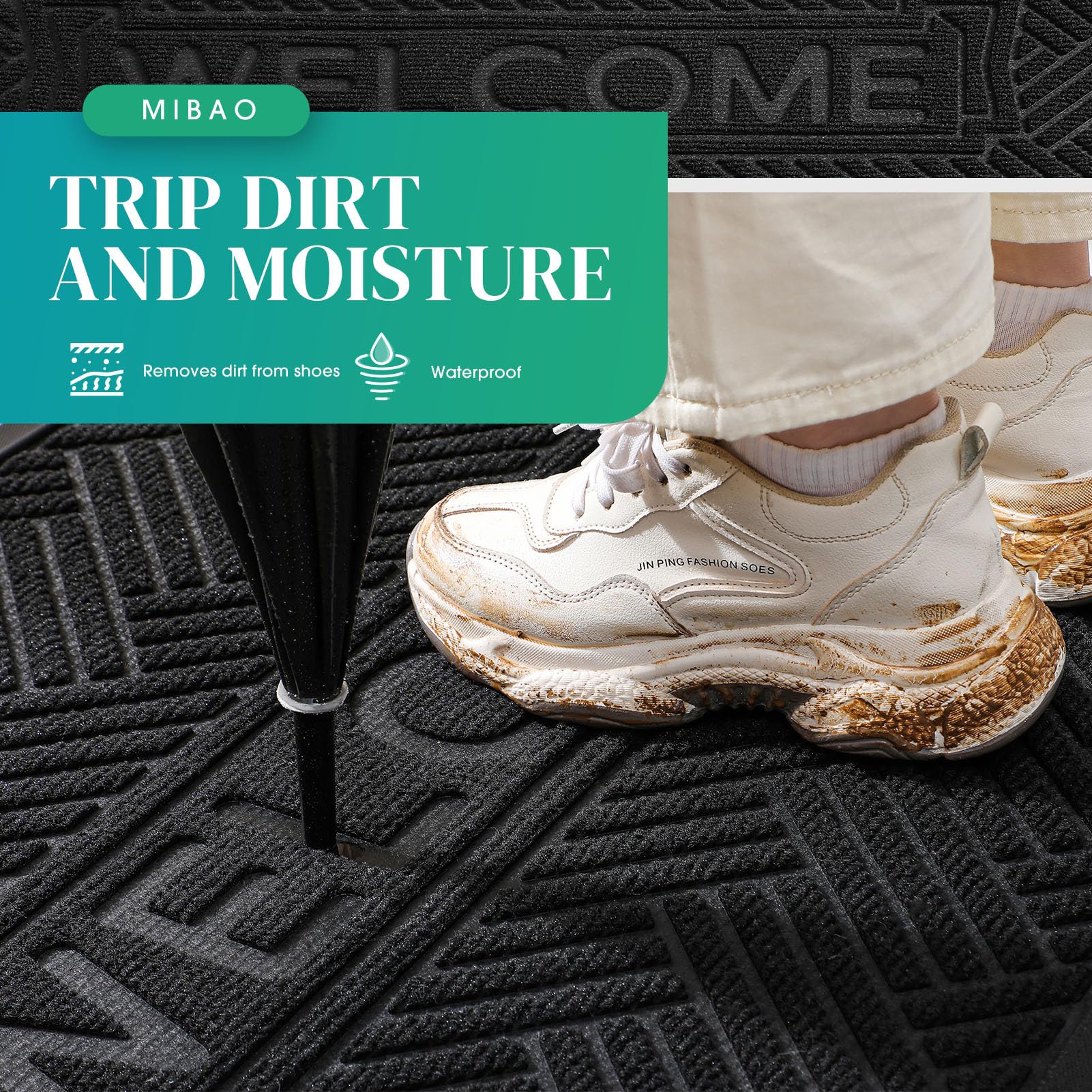 Mibao non-slip, low-profile mat remains stable for safe entry.