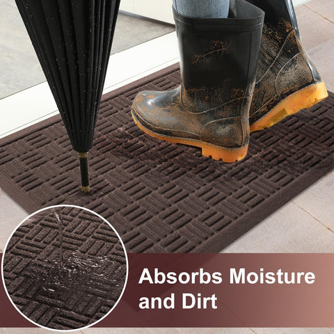Mibao entry mat with non-slip backing stays in place on smooth floors.