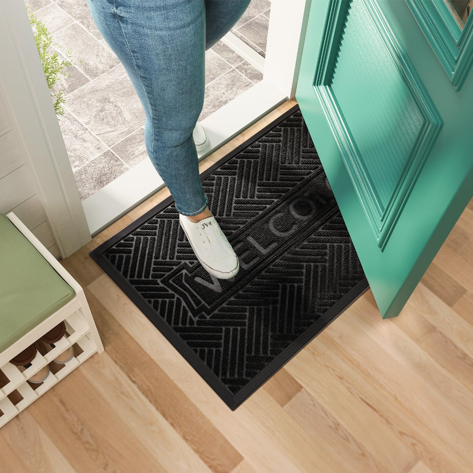 Mibao entryway mat ideal for patios, porches, and high-traffic areas.