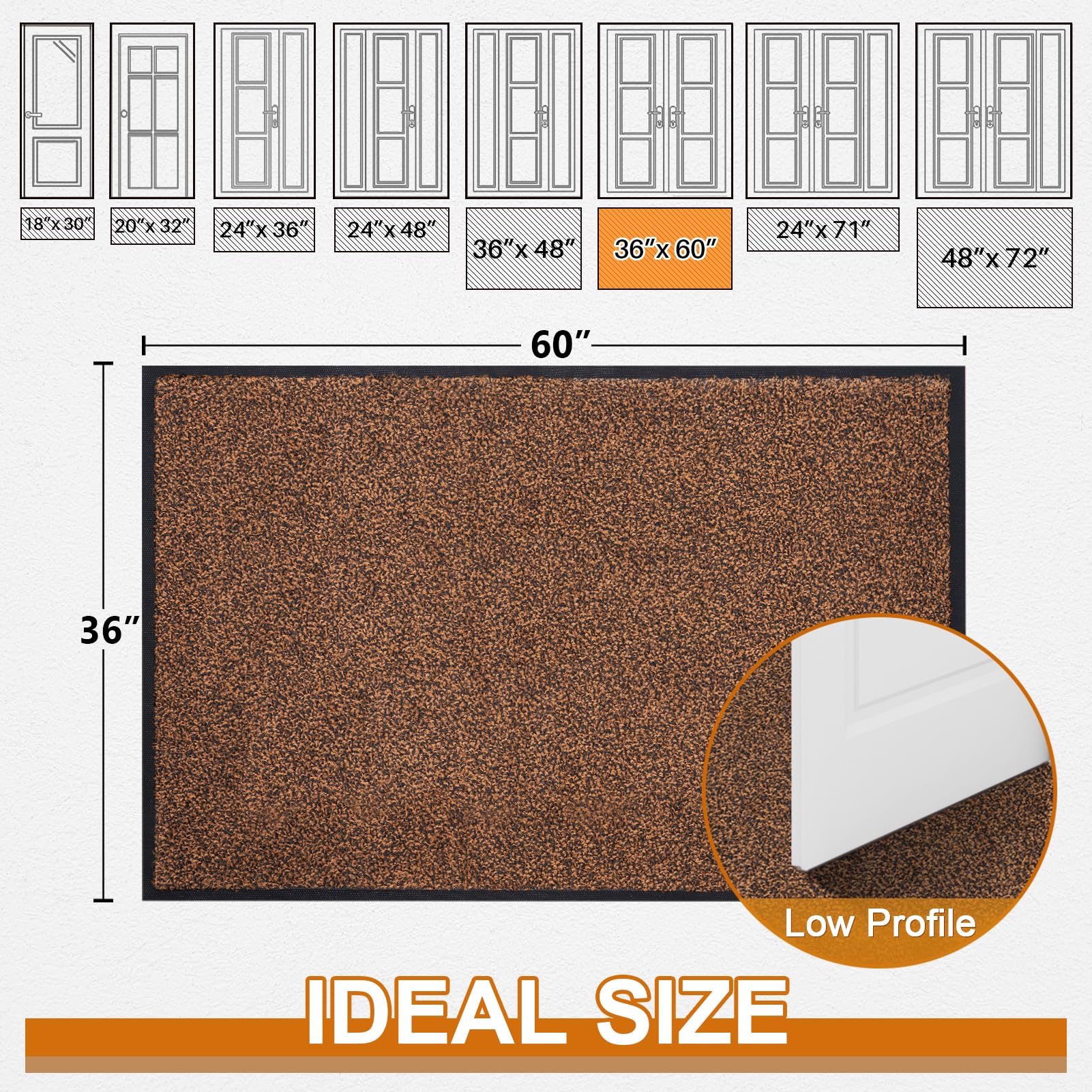 Mibao front door entry rug brown with non-slip backing for stable placement