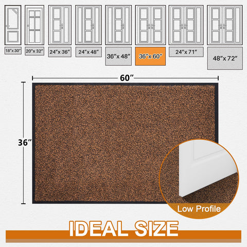 Mibao front door entry rug brown with non-slip backing for stable placement
