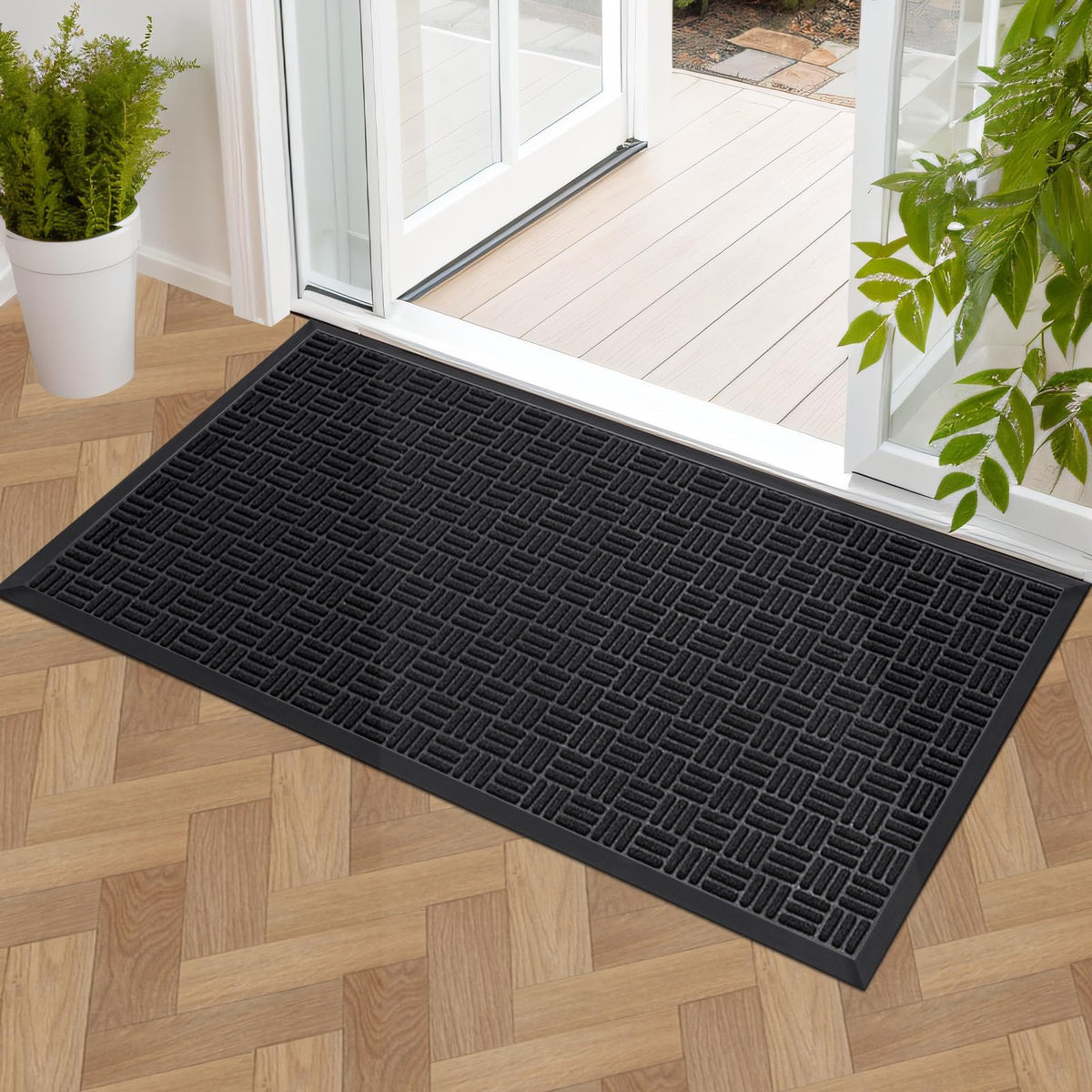 Mibao front door mat 47x24 absorbent fibers trapping dirt at entry