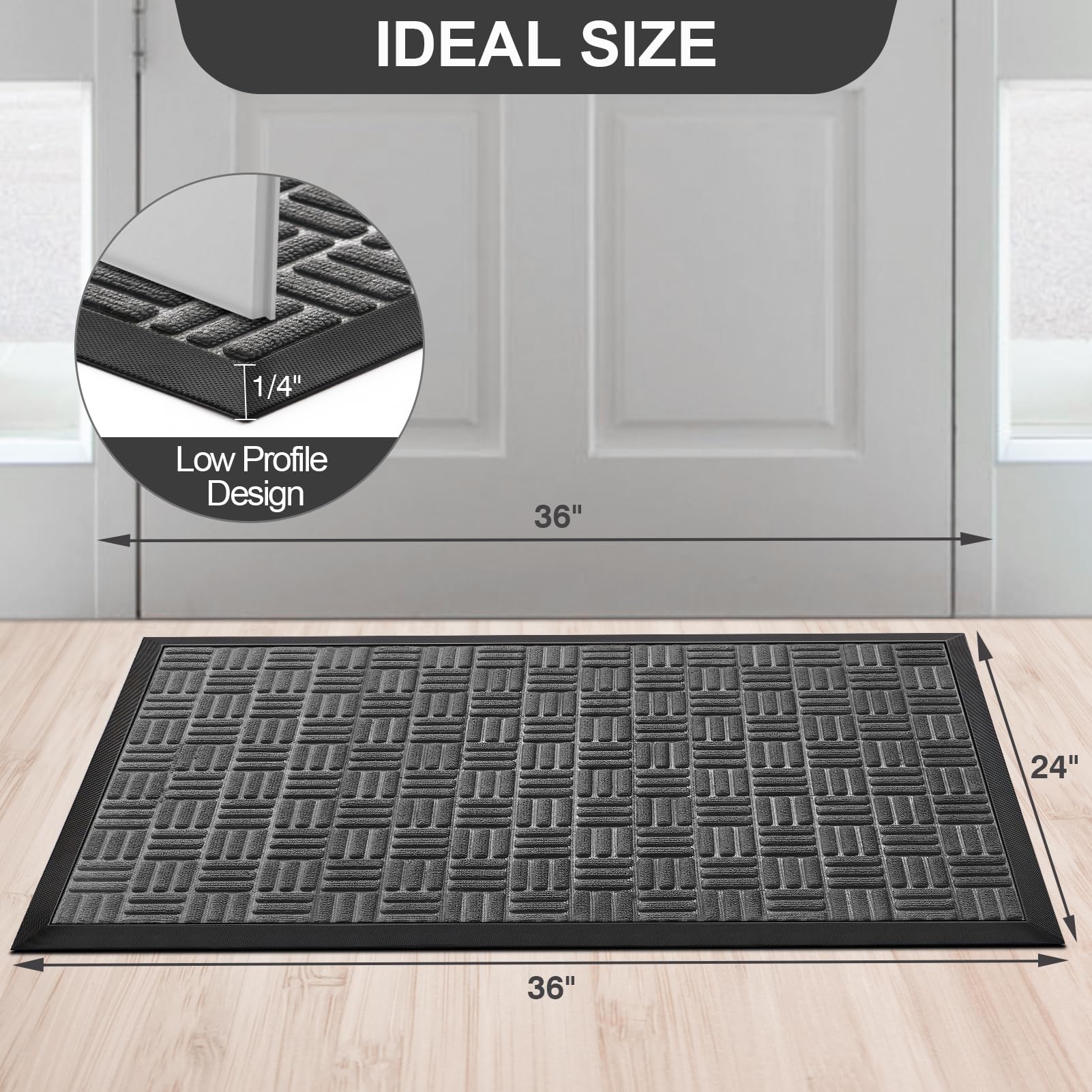 Mibao dirt-trap mat shows absorbent polypropylene fibers at the threshold