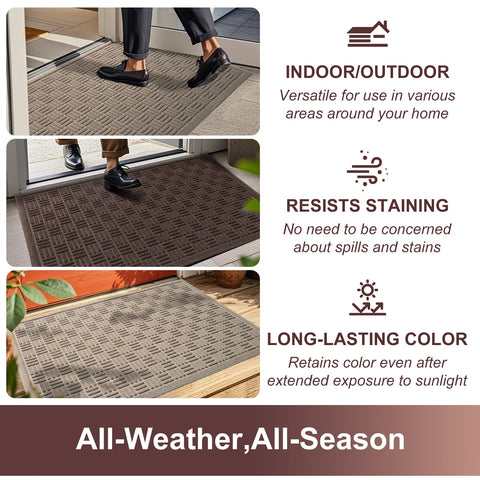 Mibao front door mat coffee color shown at high-traffic entry traps mud and moisture
