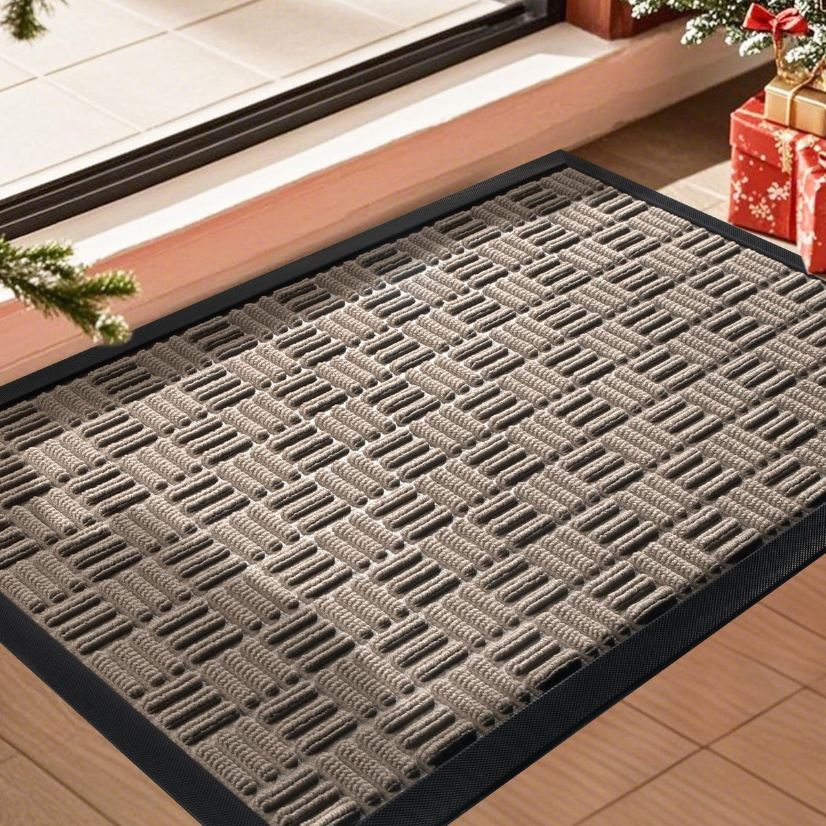 Mibao front door mat with dirt-trap captures mud at the doorstep.