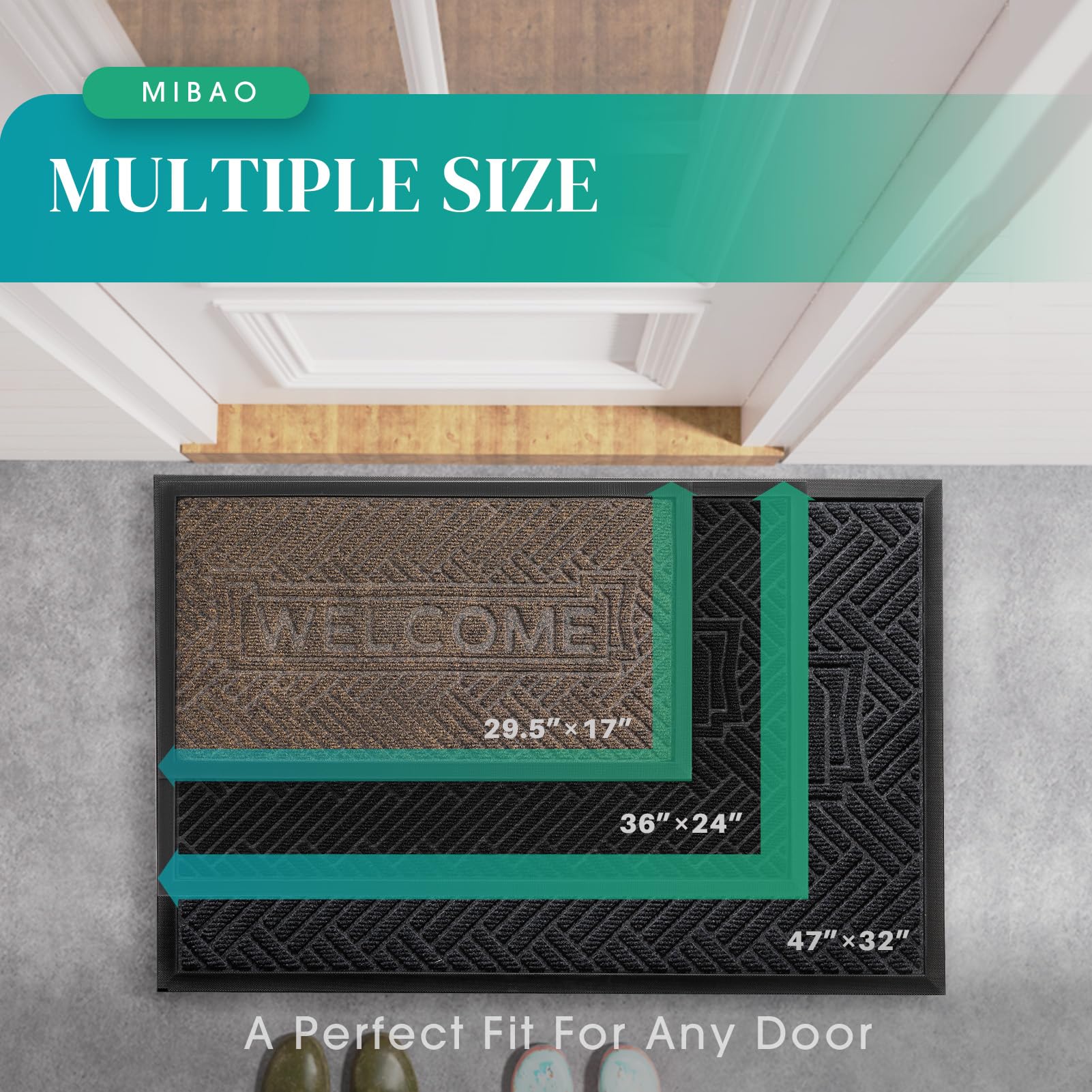 Mibao dirt-trap surface prevents moisture tracking into the home.