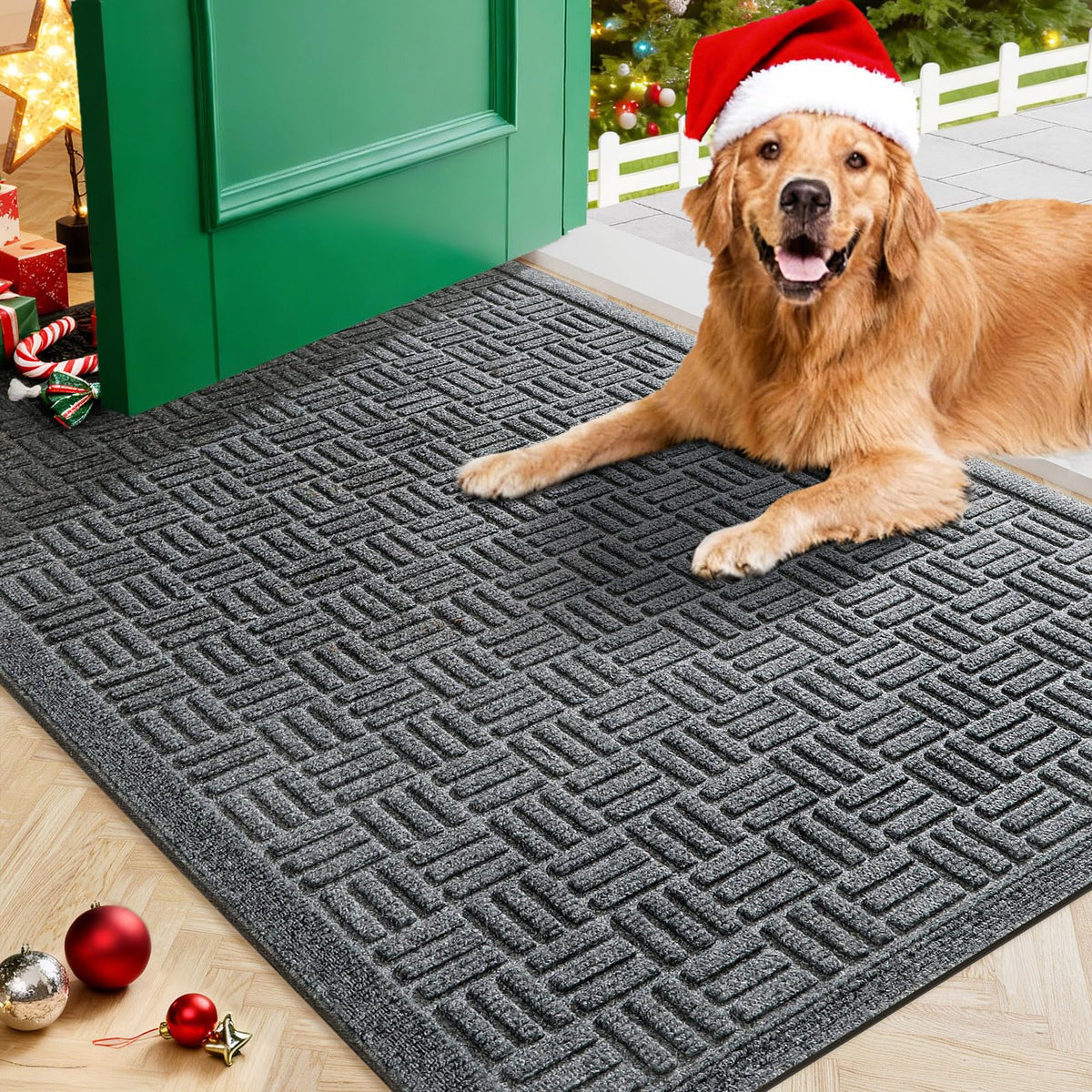 Mibao dirt trapping front door mat captures mud before entering the home