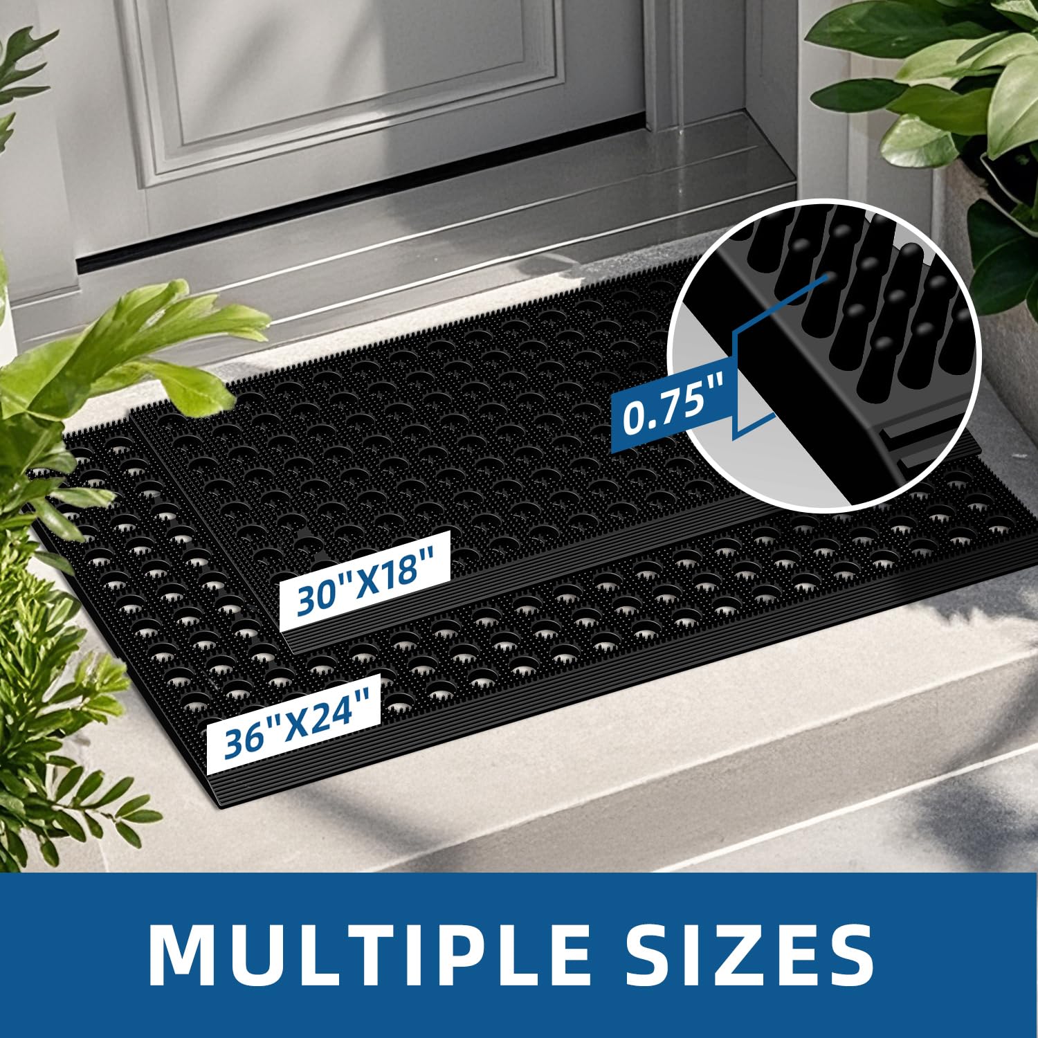 Mibao front door mat drainage holes aid quick drying after rain.