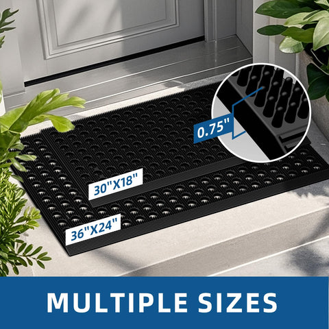 Mibao front door mat drainage holes aid quick drying after rain.