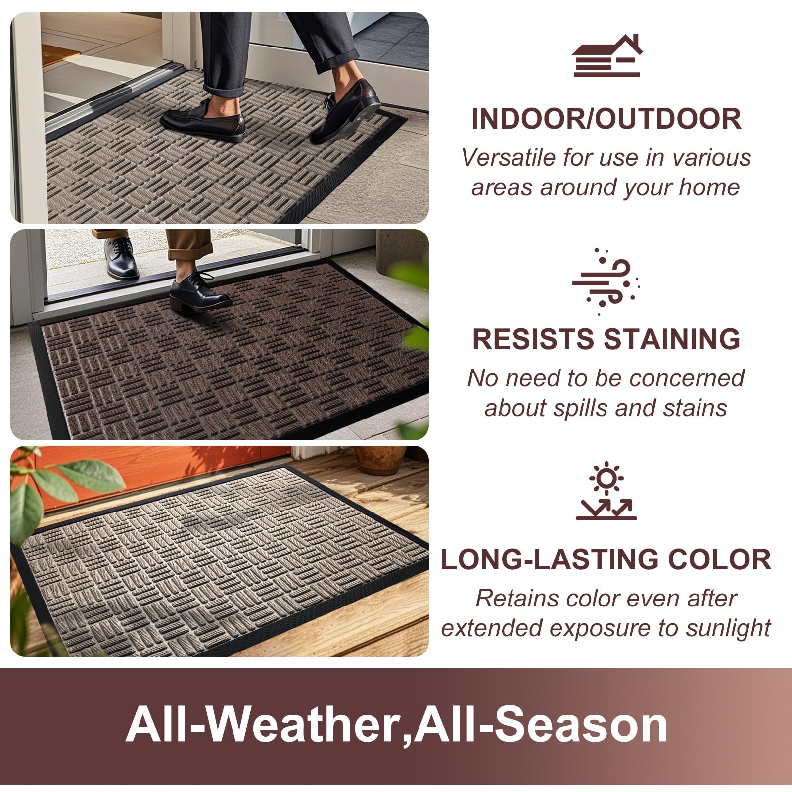 Mibao doormat is easy to clean with vacuum or rinse.