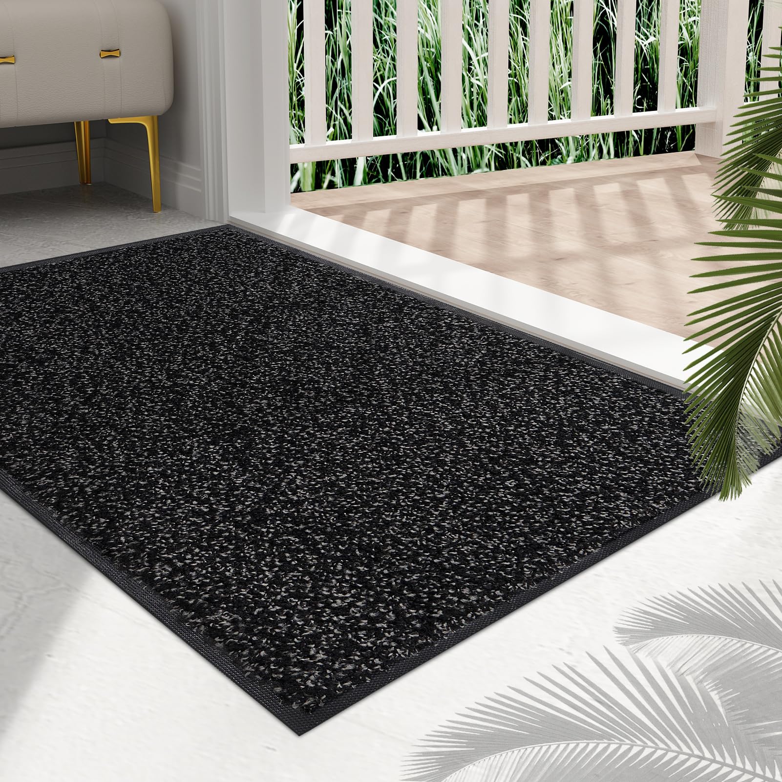 Mibao mat with non slip backing prevents slips at entryways