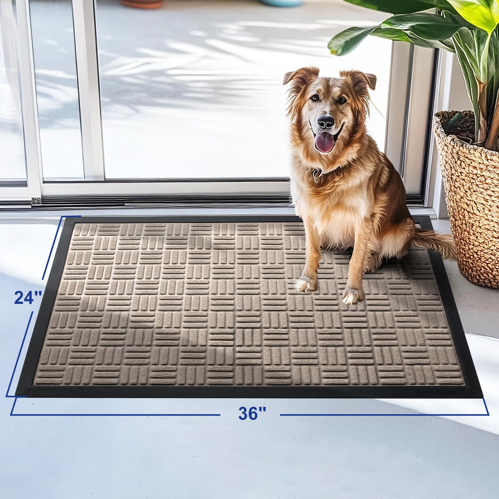 Mibao front door mat shows non-slip rubber backing for safer placement.