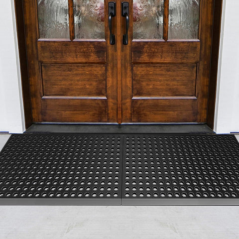 Mibao front door mat waterproof, non-slip design keeps steps safe in wet weather.