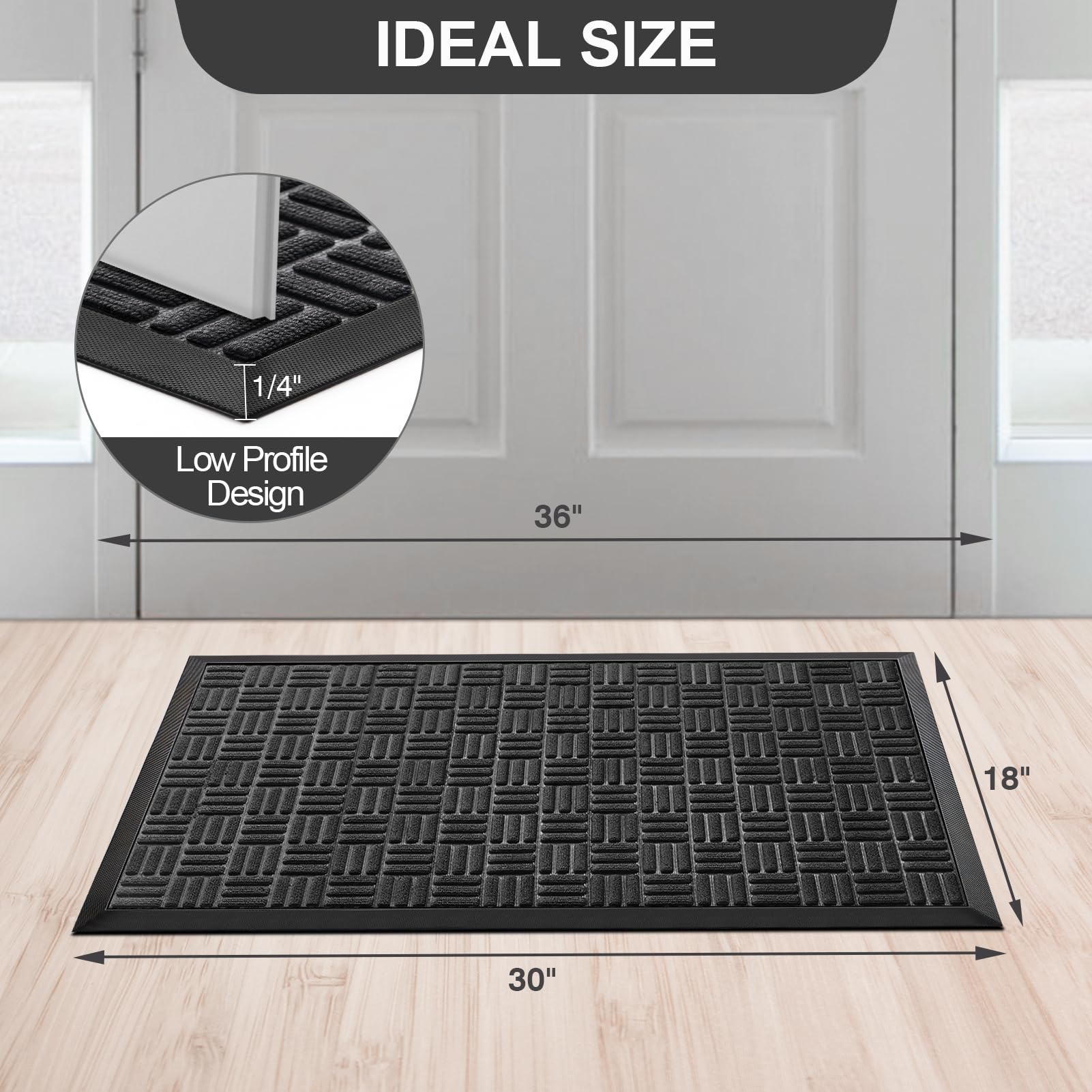 Mibao natural rubber backing visible, providing anti-slip stability on dry floors.