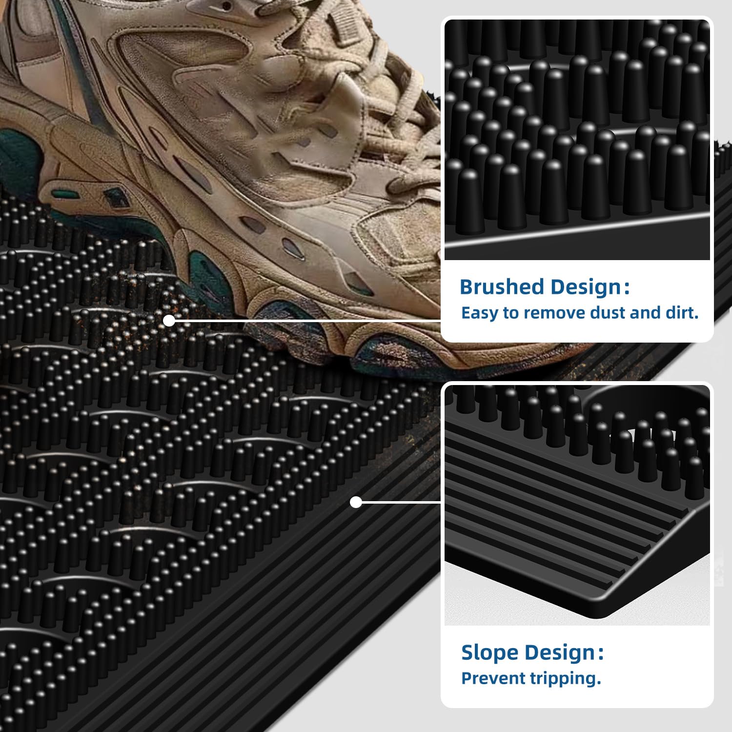 Mibao waterproof dirt-trapper mat with drainage holes dries quickly.
