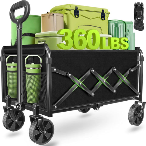 Micieitie foldable wagon cart with wheels ready for outdoor trips and heavy loads.