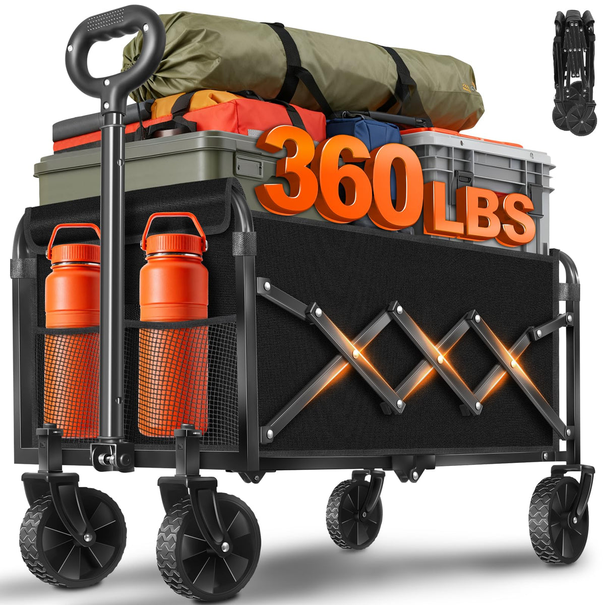 Micieitie foldable wagon in closed state, ideal for compact storage.
