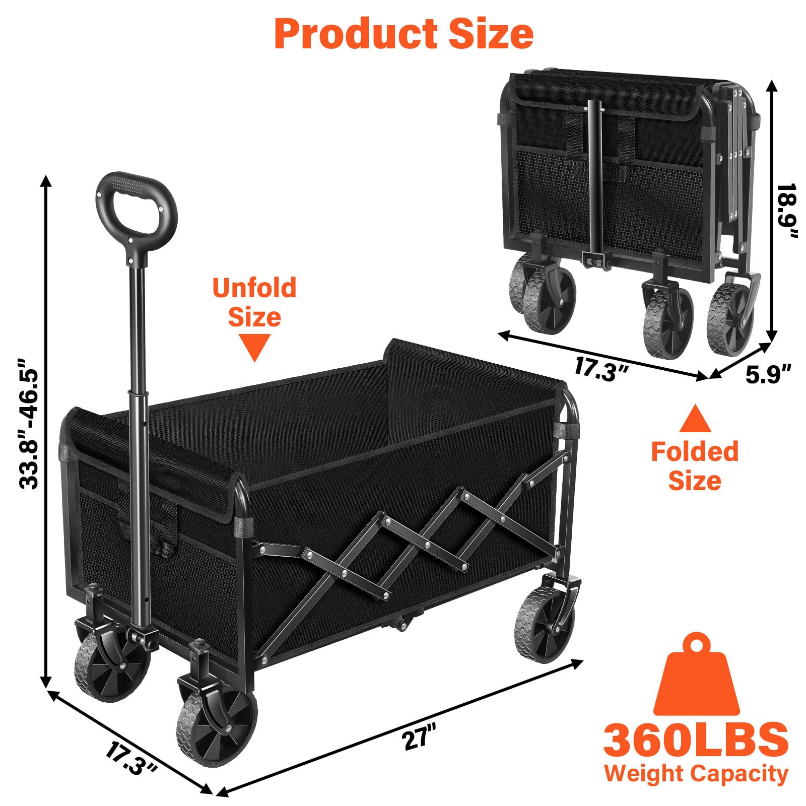 Micieitie foldable wagon open, ready for groceries, gear, or camping.