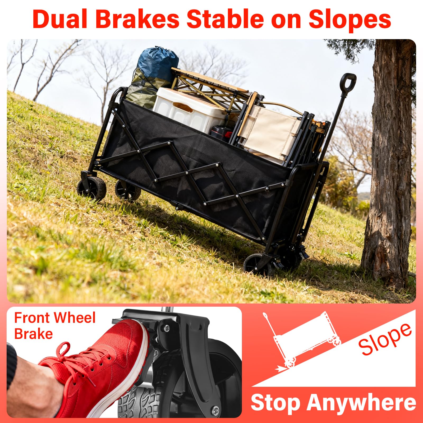 Micieitie wagon features 360° swivel wheels and a telescopic handle for effortless maneuvering