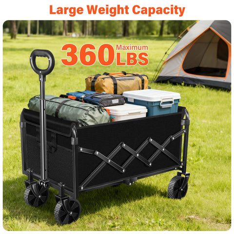 Micieitie wagon with telescopic handle, quick setup and takedown.
