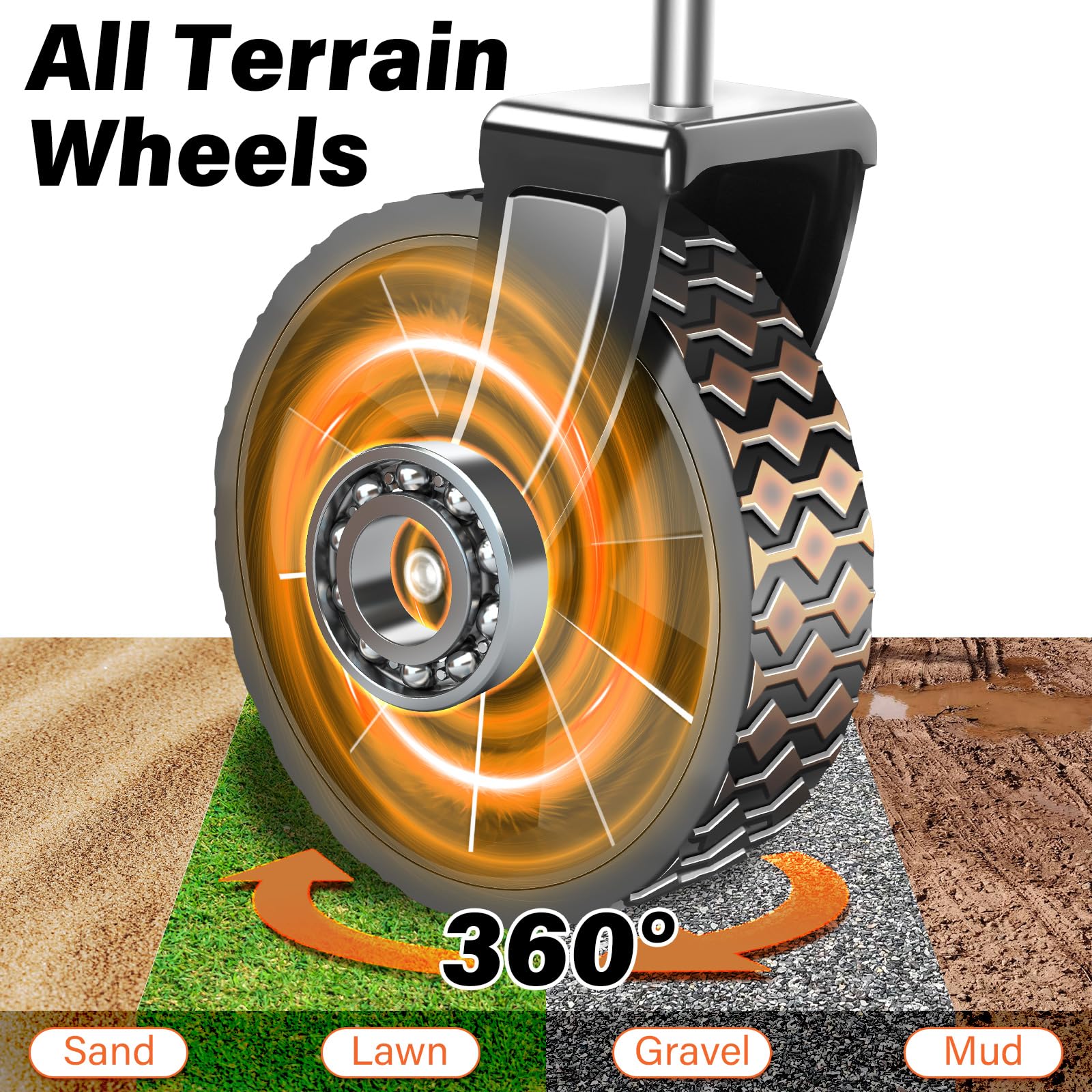 Micieitie all-terrain wagon wheels roll smoothly over gravel and grass for outdoor errands