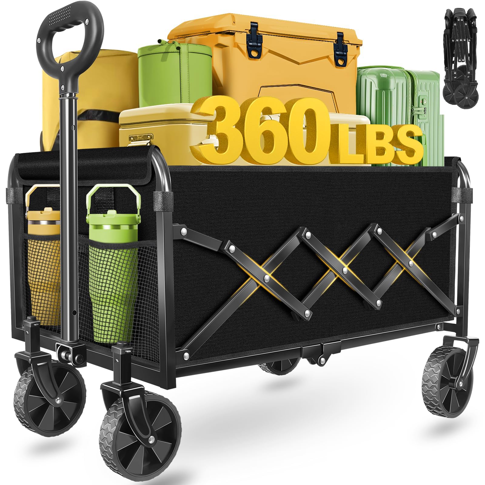Micieitie foldable wagon folded for compact storage