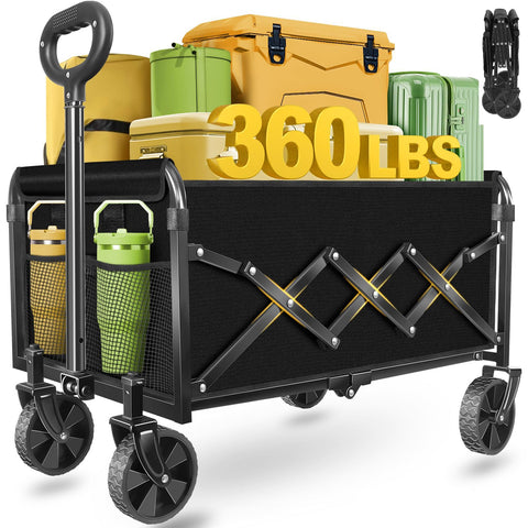 Micieitie foldable wagon folded for compact storage