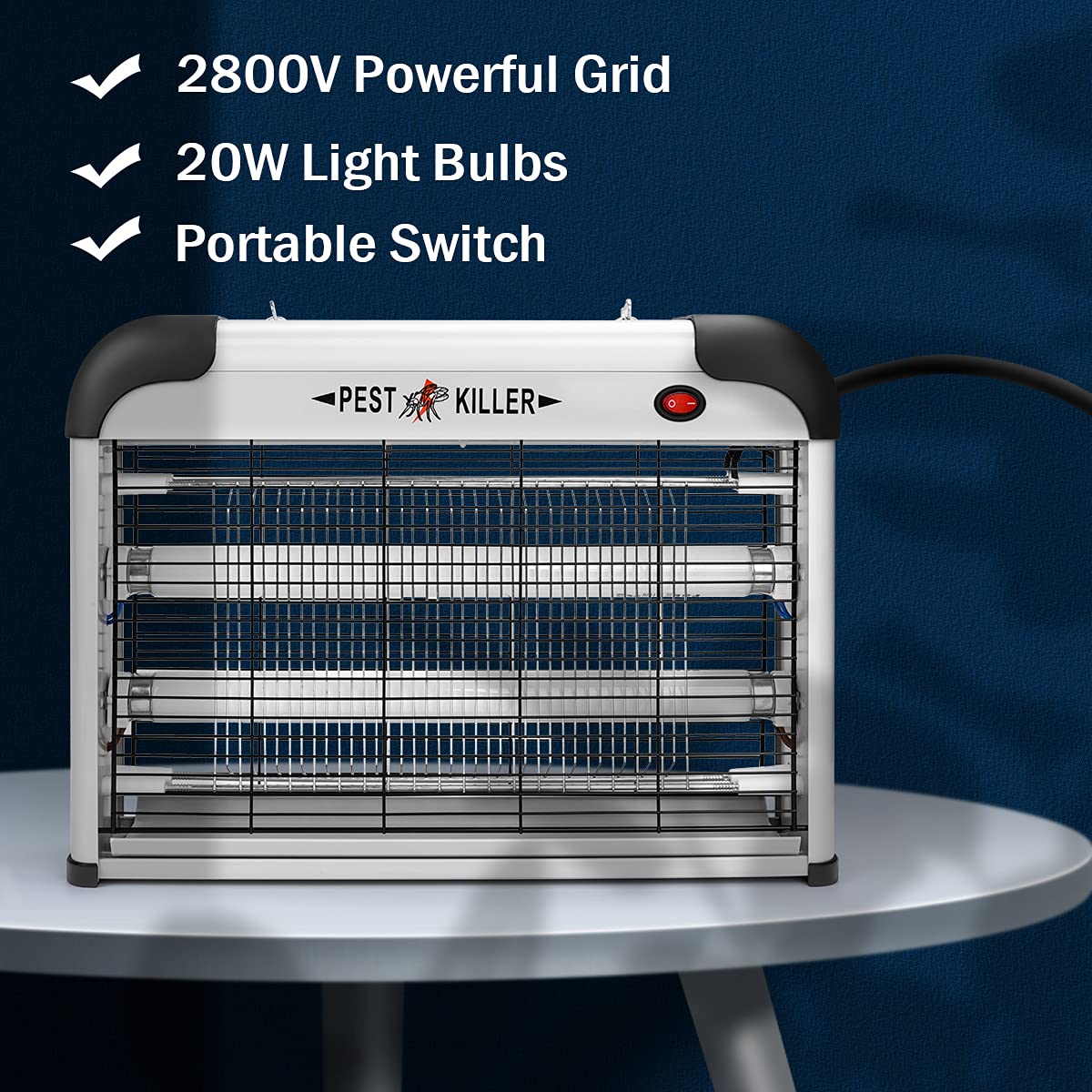 Detachable grid design makes bulb replacement and cleaning simple.