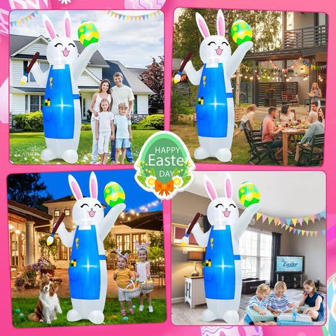MICOCAH bunny painting eggs inflatable adds colorful focal point to your lawn.