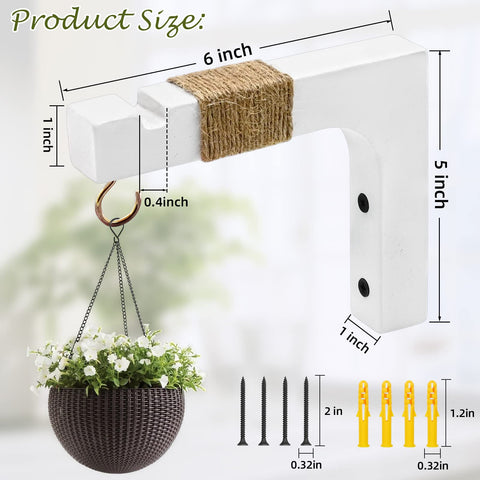 Micovay plant hanger hook natural oak with black finish for stylish outdoor decor.